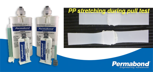 Permabond adhesive for low surface energy plastic